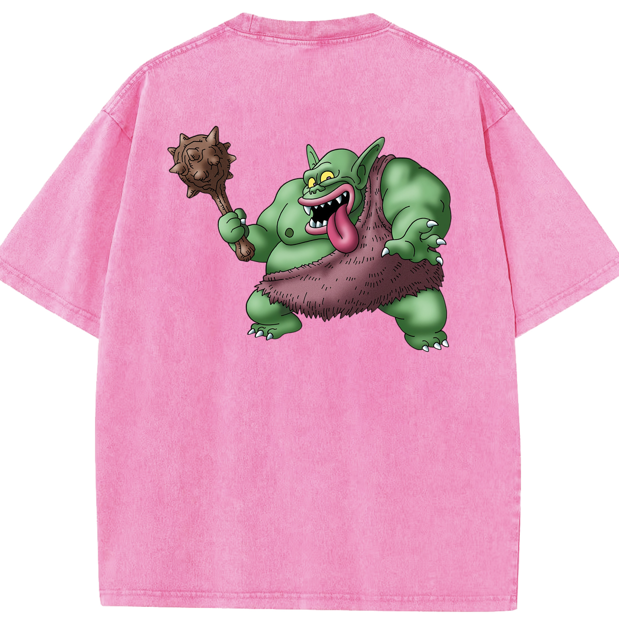 （画像用） ドラゴンクエスト Doragon Kuesuto Dragon Quest 綿100% ヴィンテージ風 半袖Tシャツ（背面プリント）